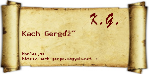 Kach Gergő névjegykártya